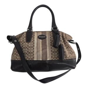 COACH Handbag Legacy Signature Striped Candace Carryall Brown Women